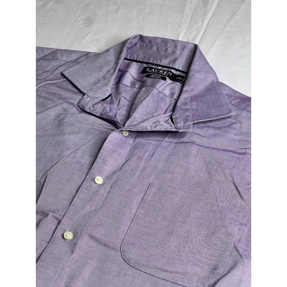 Lauren Ralph Lauren Mens Dress Shirt 17 32/33 Slim Fit Non Iron Lavender‎ Purple